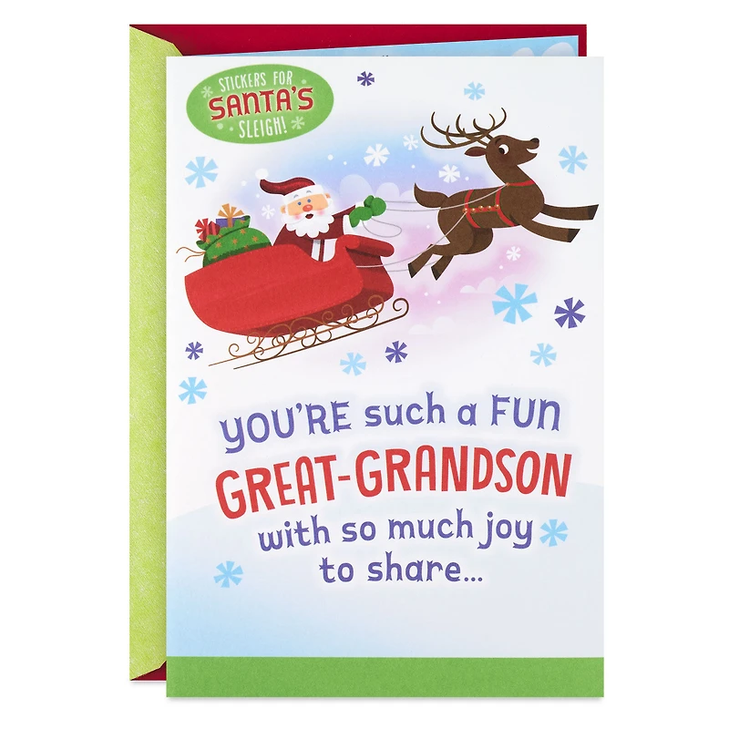 So Much Joy to Share Christmas Card for Great-Grandson With Sticker Activity for only USD 4.59 | Hallmark