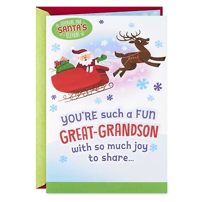 So Much Joy to Share Christmas Card for Great-Grandson With Sticker Activity for only USD 4.59 | Hallmark
