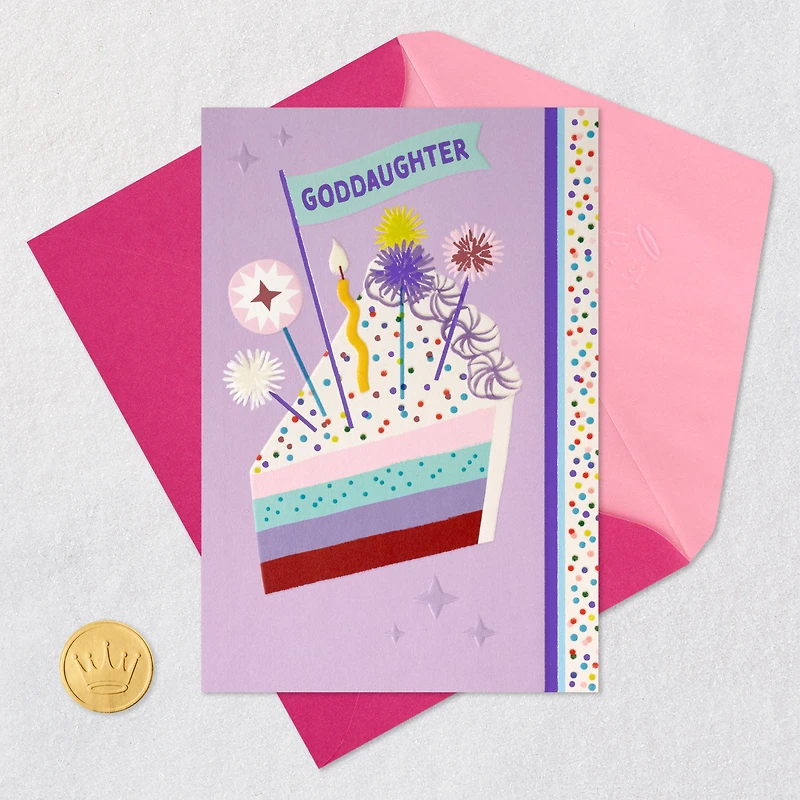 Cake With Candle and Confetti Birthday Card for Goddaughter for only USD 4.99 | Hallmark