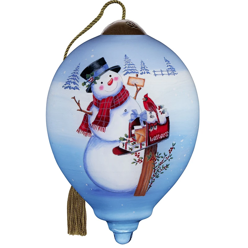 Ne'Qwa Art Christmas Wishes Snowman at Mailbox Glass Ornament for only USD 35.00 | Hallmark