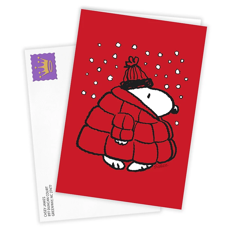 Peanuts® Snoopy in Puffer Coat Custom Christmas Card for only USD 4.99 | Hallmark