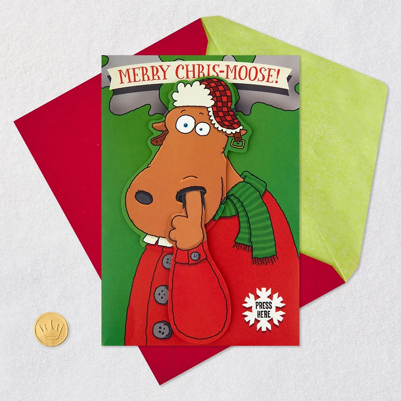 Nose-Picking Moose Funny Musical Christmas Card With Motion for only USD 9.99 | Hallmark
