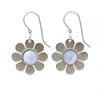 Silver Forest Silver Metal Daisy With Blue Lace Agate Drop Earrings for only USD 21.00 | Hallmark