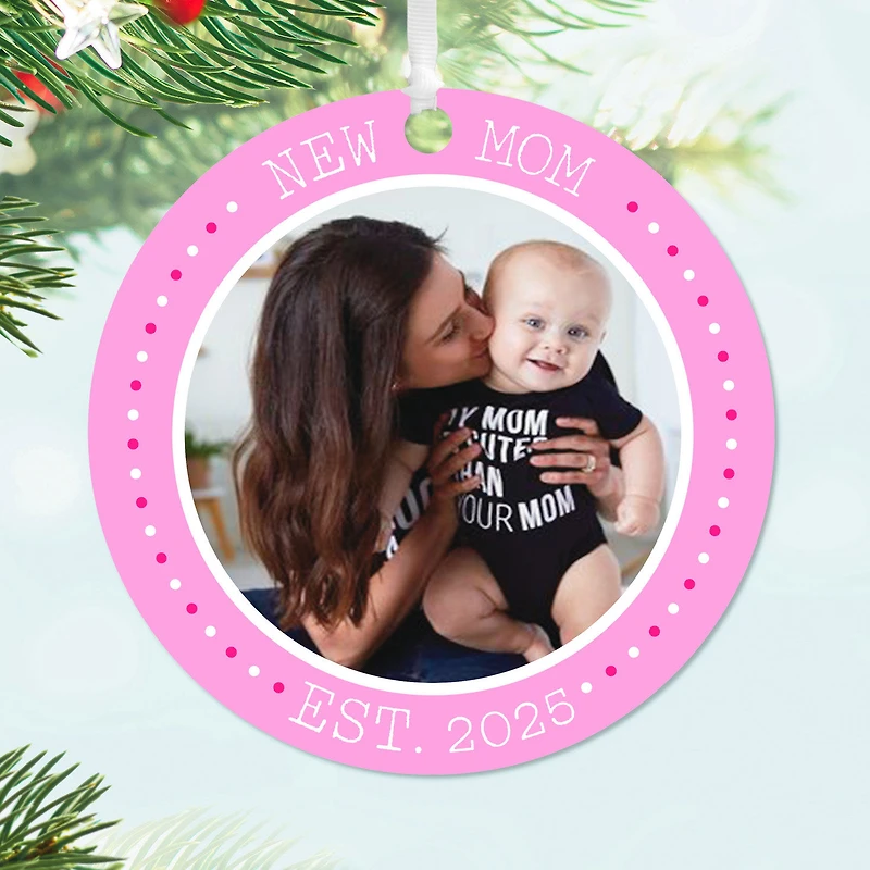 New Mom Round Metal Personalized Ornament, Custom Photo and Text for only USD 17.99 | Hallmark