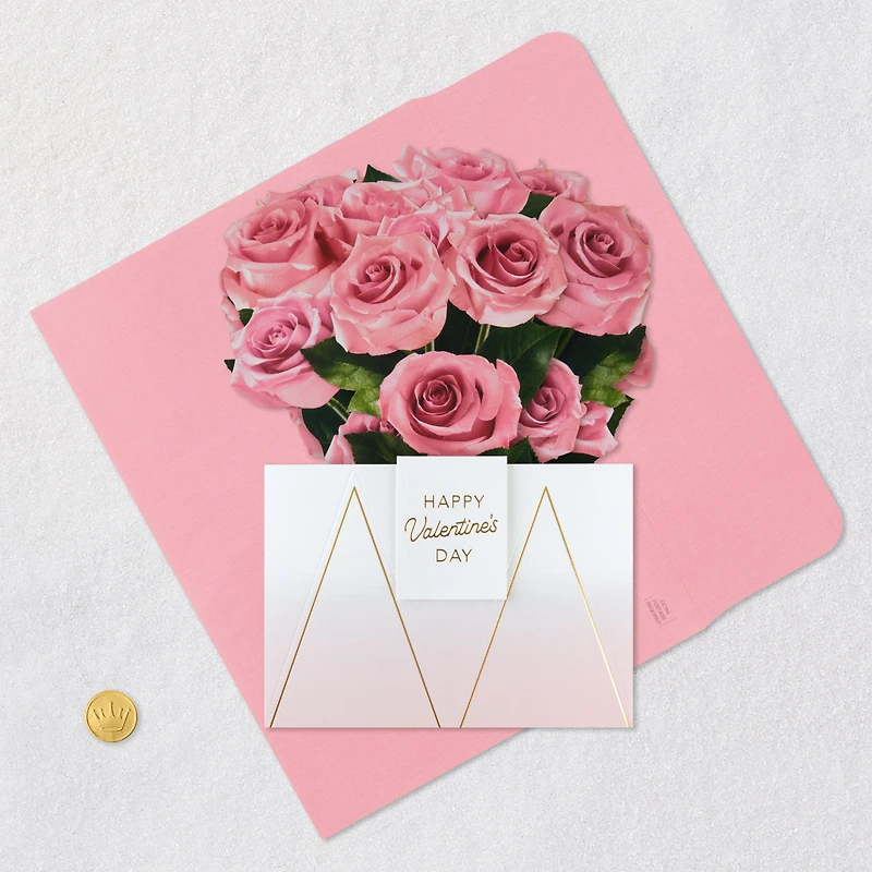Jumbo Pink Rose Bouquet in Vase 3D Pop-Up Valentine's Day Card for only USD 12.99 | Hallmark