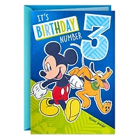 Disney Mickey Mouse and Pluto Third Birthday Card for Kid With Sticker for only USD 6.99 | Hallmark