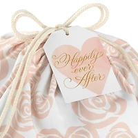 28" Pink Roses on Ivory Wedding Canvas Gift Sack With Gift Tag for only USD 14.99 | Hallmark
