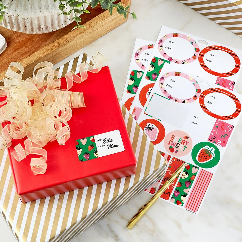 Strawberry-Scented Colorful Gift Tags and Stickers, 3 sheets for only USD 3.99 | Hallmark