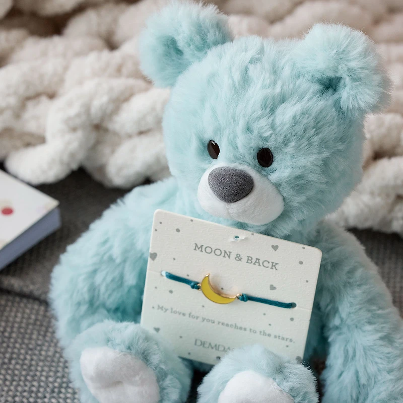 Demdaco Moon and Back Blue Plush Bear With Moon Bracelet for only USD 17.00 | Hallmark