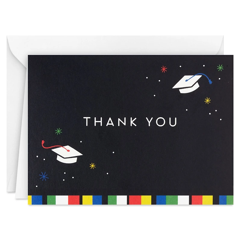 Grad Caps on Black Graduation Thank-You Notes, Pack of 10 for only USD 6.49 | Hallmark