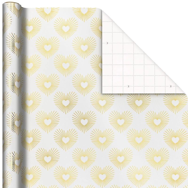 Gold Hearts on White Wrapping Paper, 15 sq. ft. for only USD 6.99 | Hallmark
