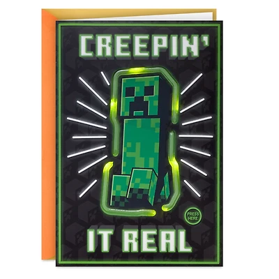 Minecraft Creepin' It Real Musical Birthday Card With Light for only USD 9.99 | Hallmark