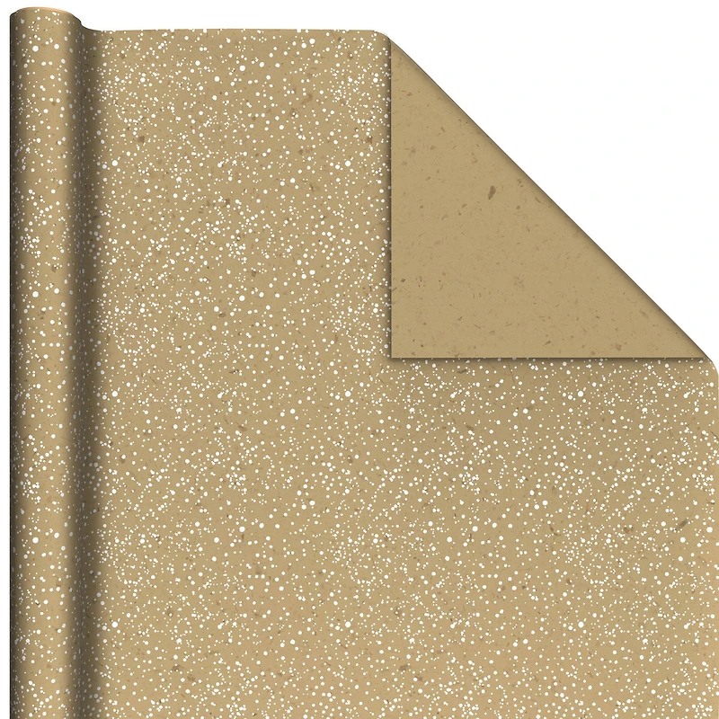 Falling Snow/Brown Flecks on Kraft Holiday Reversible Wrapping Paper Roll, 22.5 sq. ft. for only USD 4.99 | Hallmark