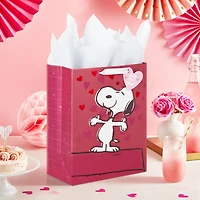 13" Peanuts® Snoopy With Hearts Large Valentine's Day Gift Bag With Tissue Paper for only USD 7.99 | Hallmark