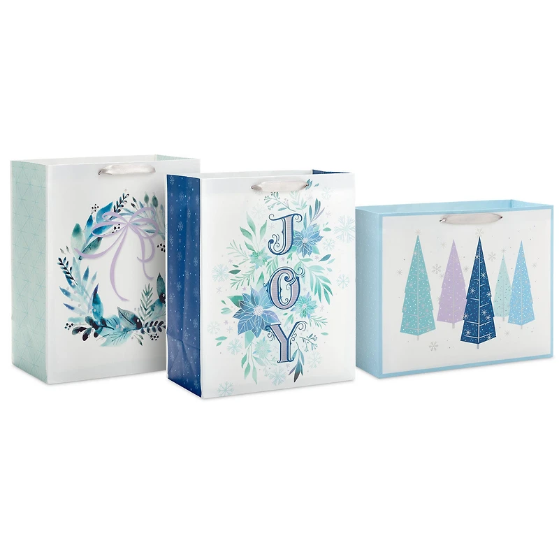 13" Winter Watercolors 3-Pack Assorted Large Holiday Gift Bag Bundle for only USD 9.99 | Hallmark