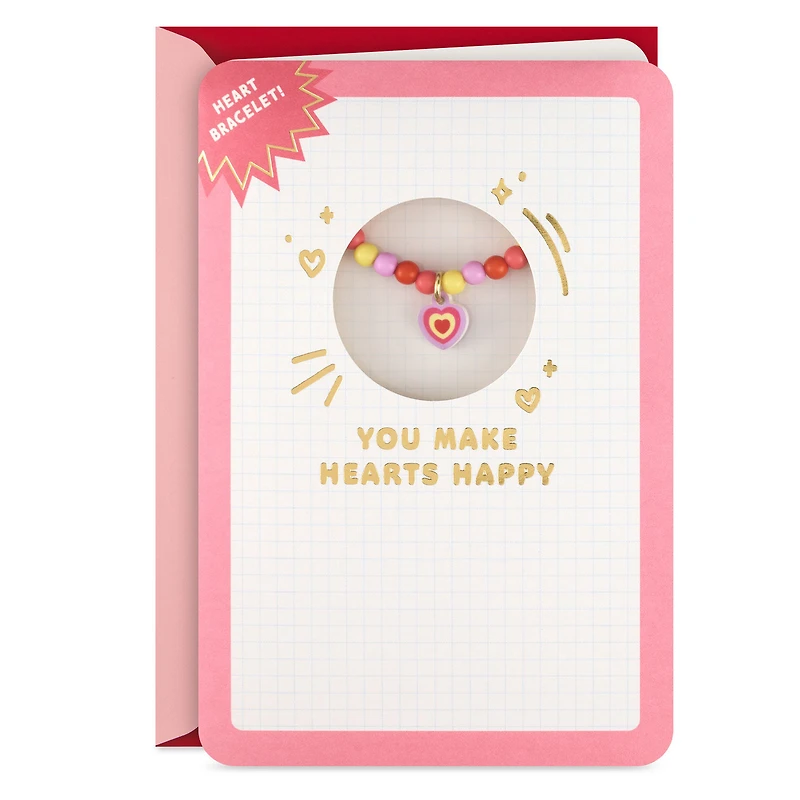You Make Hearts Happy Valentine's Day Card for Kids With Bracelet for only USD 6.99 | Hallmark