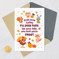 Cute Critter Poem Thanksgiving Card for Kids for only USD 2.99 | Hallmark