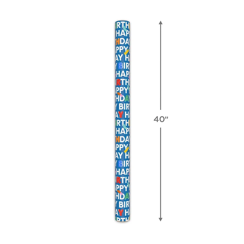 Happy Birthday on Blue Tall Wrapping Paper Roll, 35 sq. ft. for only USD 5.99 | Hallmark