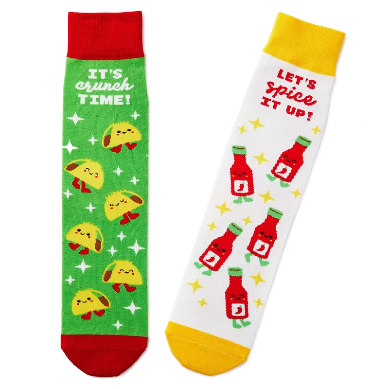 Tacos and Hot Sauce Better Together Funny Crew Socks for only USD 12.99 | Hallmark