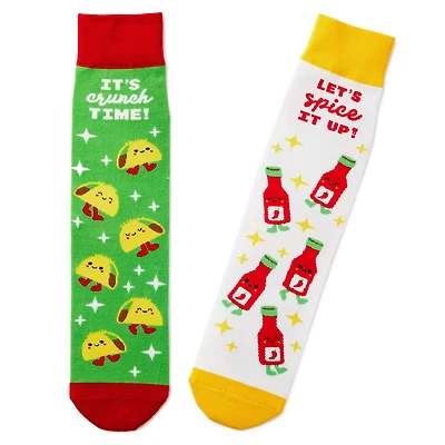 Tacos and Hot Sauce Better Together Funny Crew Socks for only USD 12.99 | Hallmark