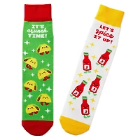 Tacos and Hot Sauce Better Together Funny Crew Socks for only USD 12.99 | Hallmark