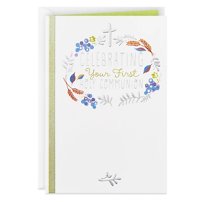 Wreath and Cross Religious First Communion Card for only USD 4.59 | Hallmark