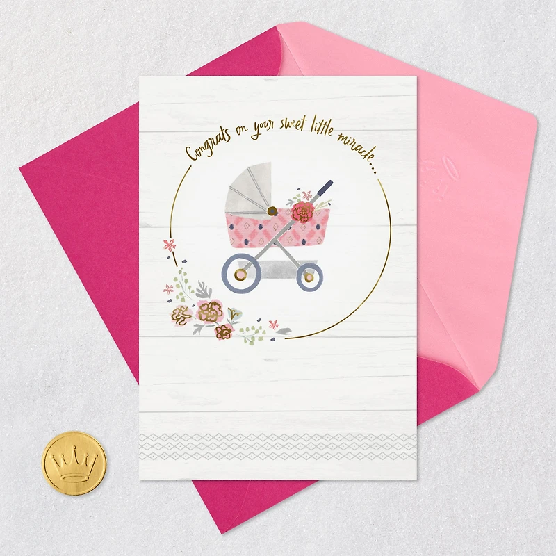 Sweet Little Miracle, Big Love New Baby Girl Card for only USD 2.99 | Hallmark