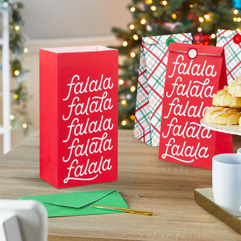Plaid and Fa La La Christmas Goodie Bags With Stickers, Pack of 12 for only USD 6.99 | Hallmark
