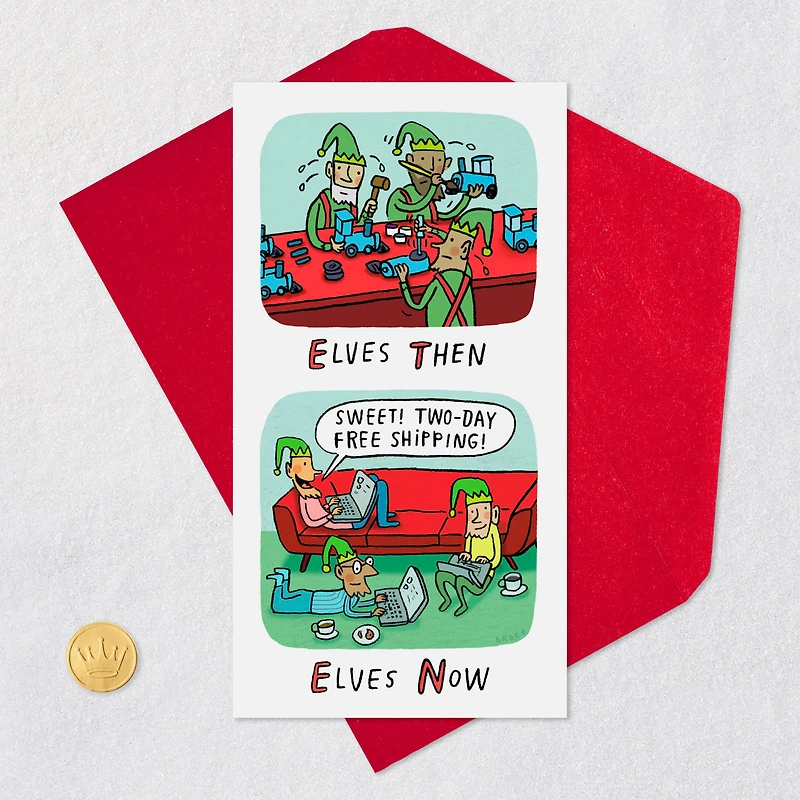 Elves Now and Then Funny Money Holder Christmas Card for only USD 2.99 | Hallmark