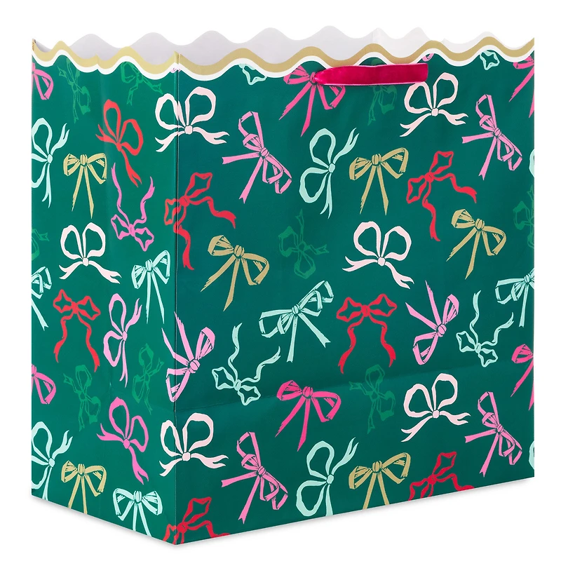 15" Lacey Chabert Collection Bows on Green Extra-Deep Christmas Gift Bag for only USD 6.49 | Hallmark