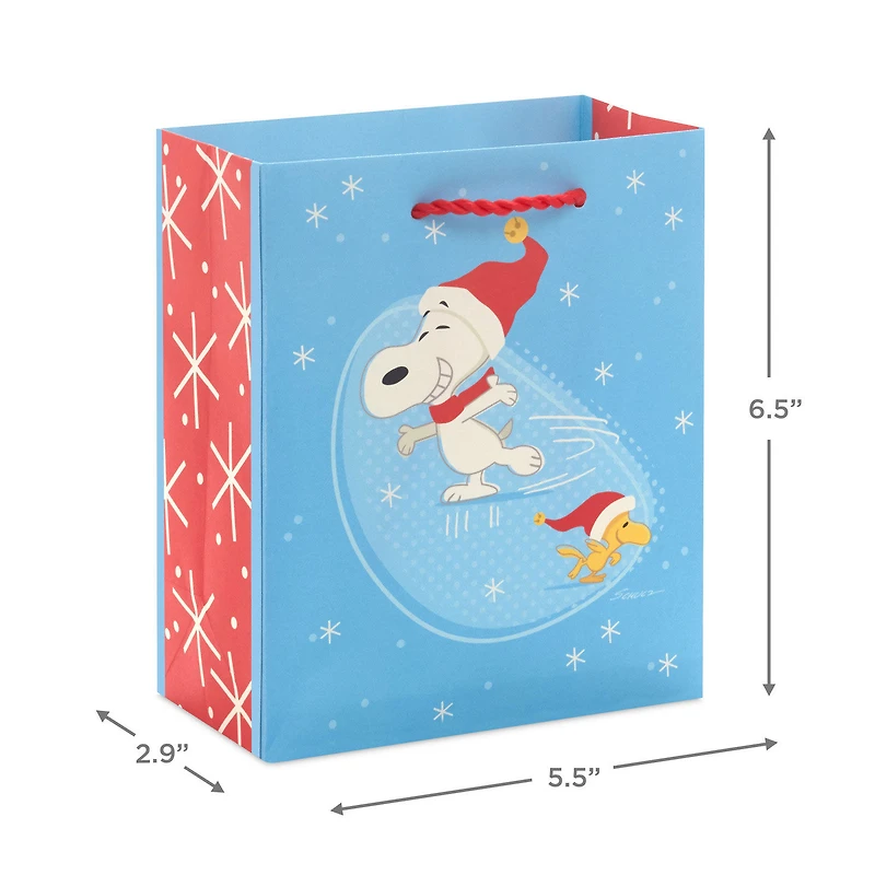 6.5" Peanuts® Snoopy and Woodstock Ice-Skating Small Christmas Gift Bag for only USD 2.49 | Hallmark