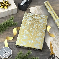Gold Floral on Blue/Merry Christmas Reversible Wrapping Paper Roll, 30 sq. ft. for only USD 4.99 | Hallmark