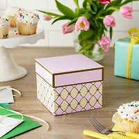5" Square Gold Bow Lattice on Pink and Cream Gift Box for only USD 7.29 | Hallmark