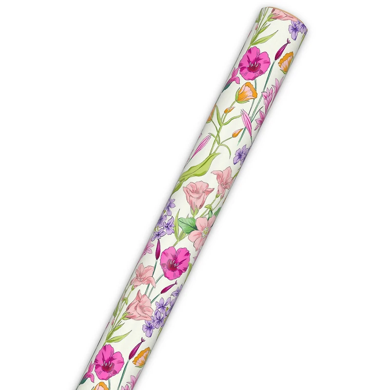 Spring Flowers on White Wrapping Paper Roll, 20 sq. ft. for only USD 4.99 | Hallmark