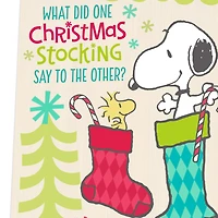 Peanuts® Snoopy and Woodstock in Stockings Funny Christmas Card for only USD 2.00 | Hallmark