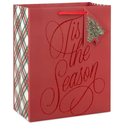 9.6" Glittery Tis the Season on Dark Red Medium Holiday Gift Bag for only USD 3.49 | Hallmark