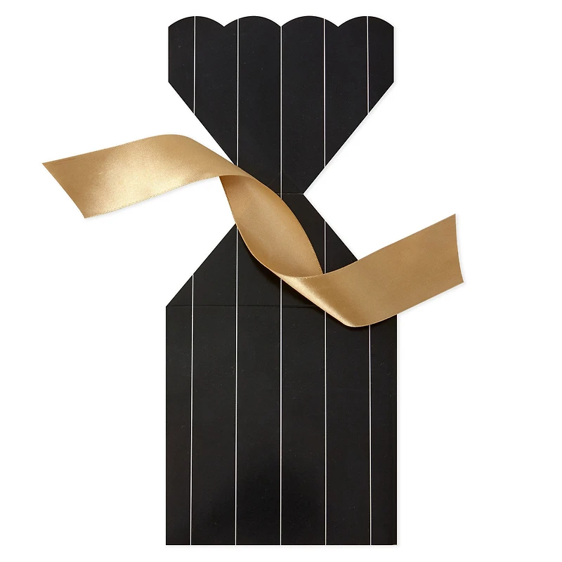 Gold Pinstripe on Black Vertical Treat Box With Ribbon Tie for only USD 3.99 | Hallmark