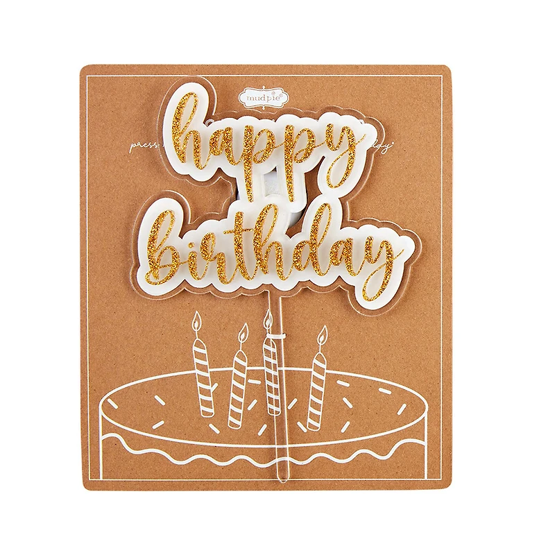 Mud Pie Gold Musical Birthday Cake Topper for only USD 11.00 | Hallmark
