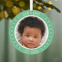 New Baby Round Metal Personalized Ornament, Custom Photo and Text for only USD 17.99 | Hallmark
