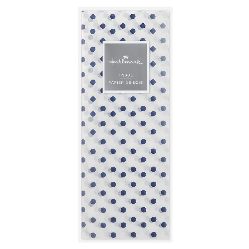 Navy Blue Polka Dots on White Tissue Paper, 6 sheets for only USD 1.99 | Hallmark