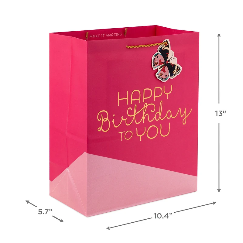 13" Happy Birthday on Pink Large Gift Bag for only USD 4.99 | Hallmark