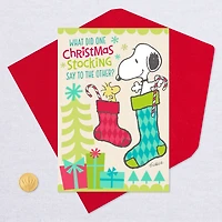 Peanuts® Snoopy and Woodstock in Stockings Funny Christmas Card for only USD 2.00 | Hallmark