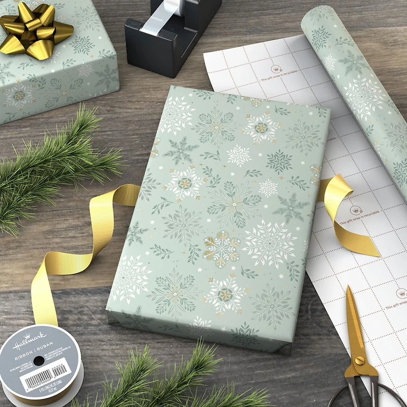 Snowflakes on Sage Wrapping Paper Roll, 22.5 sq. ft. for only USD 4.99 | Hallmark