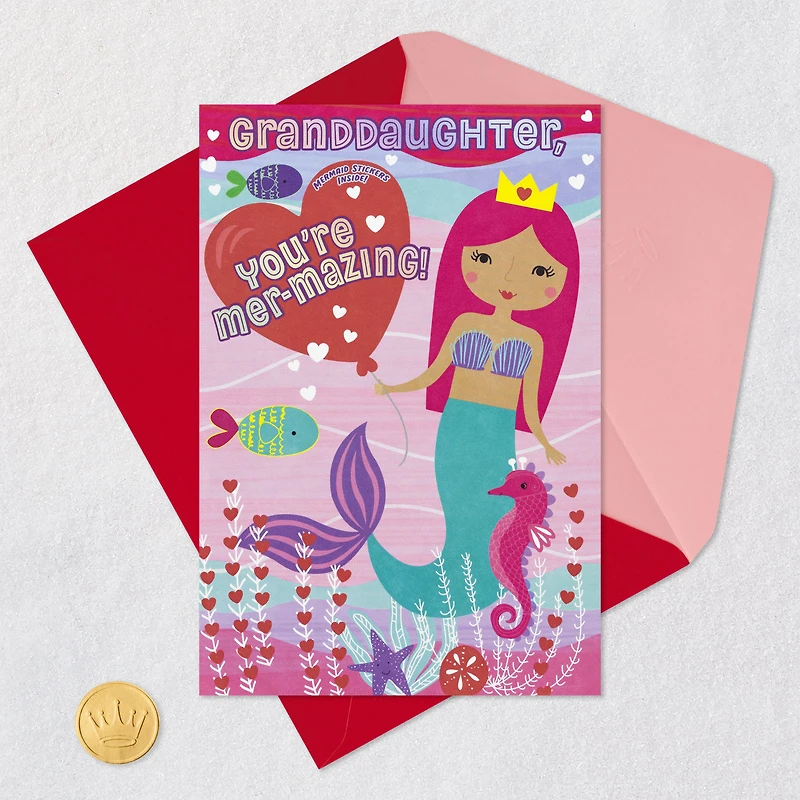 You're Mer-mazing Valentine's Day Card for Granddaughter With Stickers and Mermaid Play Scene for only USD 4.99 | Hallmark