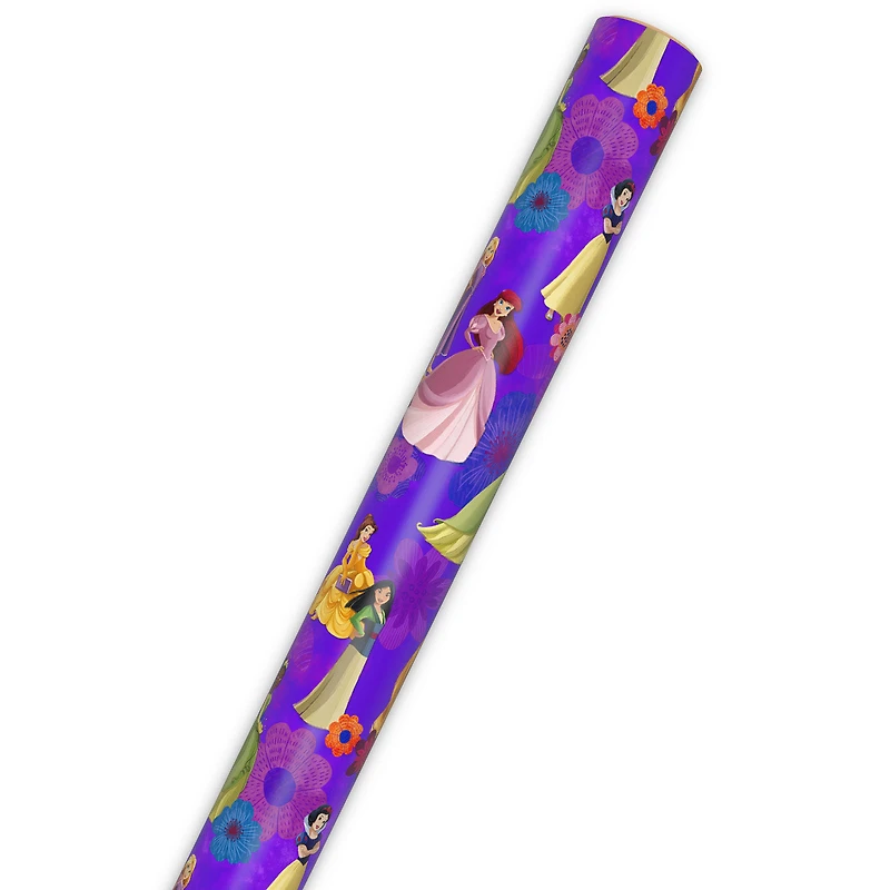 Disney Princess Bold Purple Floral Wrapping Paper Roll, 17.5 sq. ft. for only USD 4.99 | Hallmark
