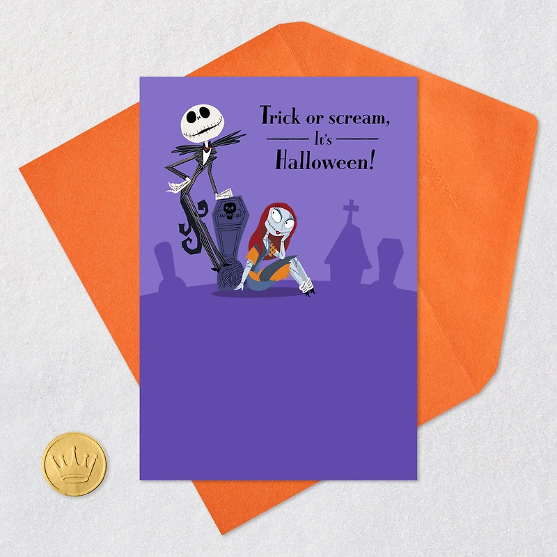 Disney Tim Burton's The Nightmare Before Christmas Jack Skellington and Sally Happy Haunting Halloween Card for only USD 2.00 | Hallmark