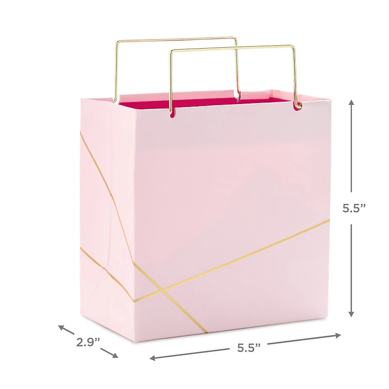 Light Pink With Gold Small Square Gift Bag, 5.5" for only USD 4.99 | Hallmark