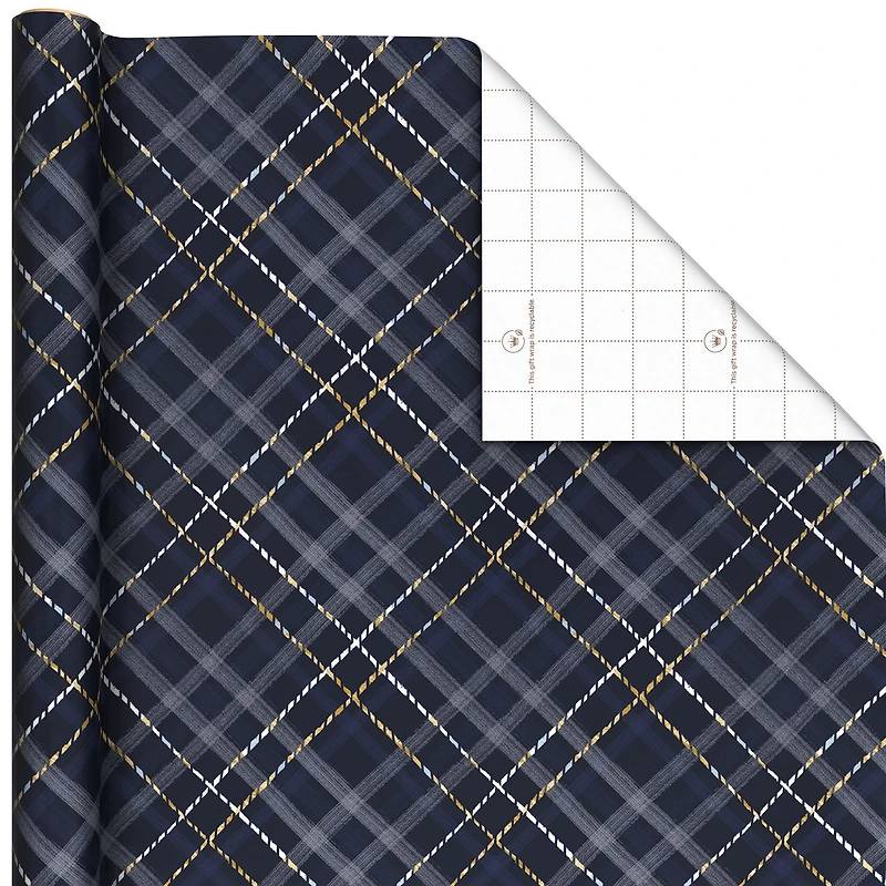 Woven Plaid on Navy Wrapping Paper Roll, 35 sq. ft. for only USD 4.99 | Hallmark