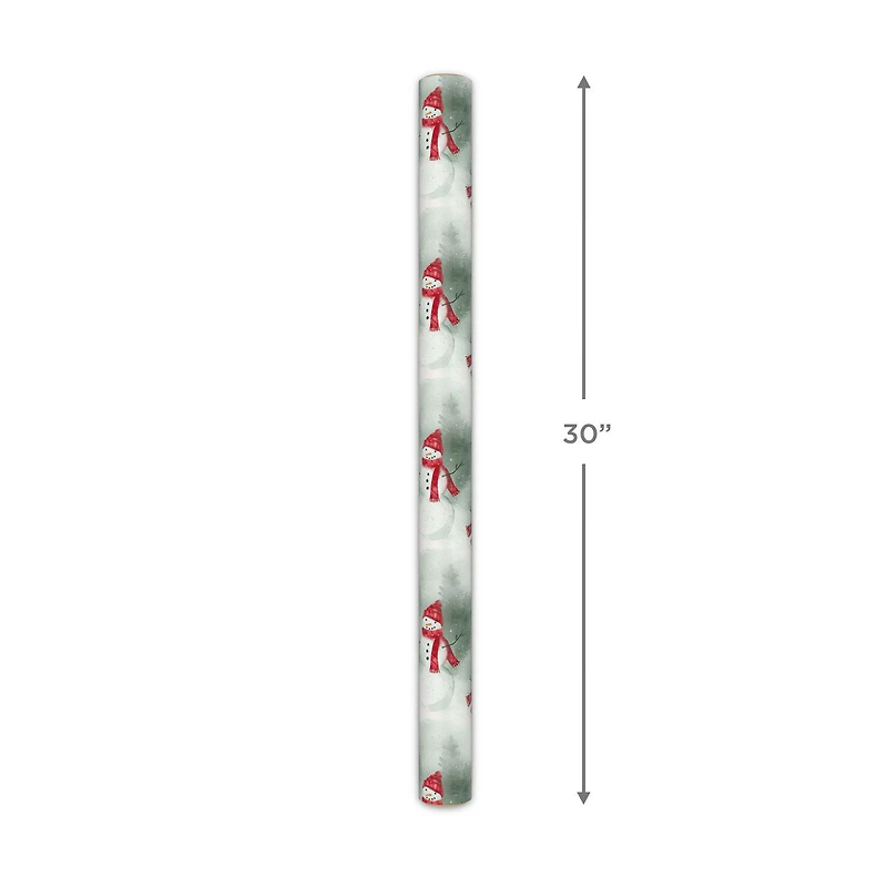 Watercolor Snowman in Red Plaid Holiday Wrapping Paper Roll, 22.5 sq. ft. for only USD 4.99 | Hallmark