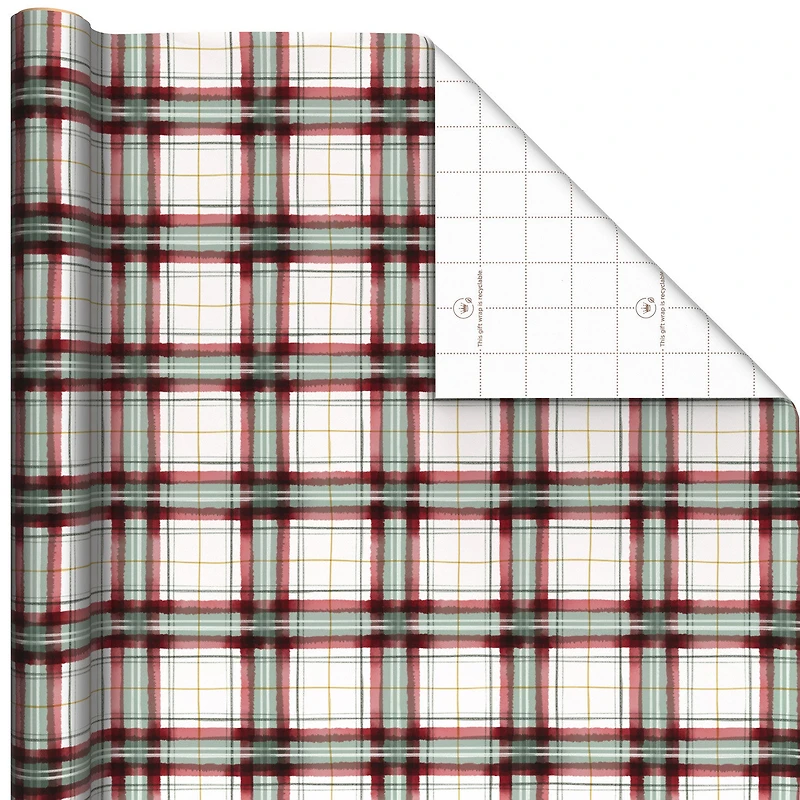 Farmhouse Plaid on White Christmas Wrapping Paper Roll, 22.5 sq. ft. for only USD 4.99 | Hallmark